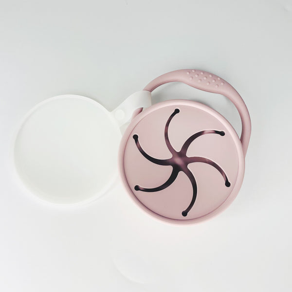 Collapsible Snack Cup with Button Lid (Rose)