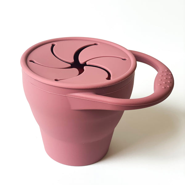 Collapsible Snack Cup with Button Lid (Mauve)