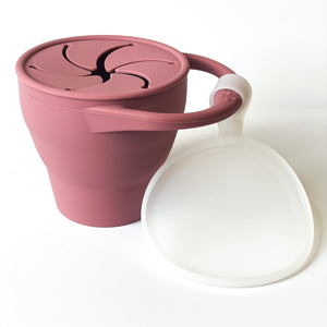 Collapsible Snack Cup with Button Lid (Mauve)