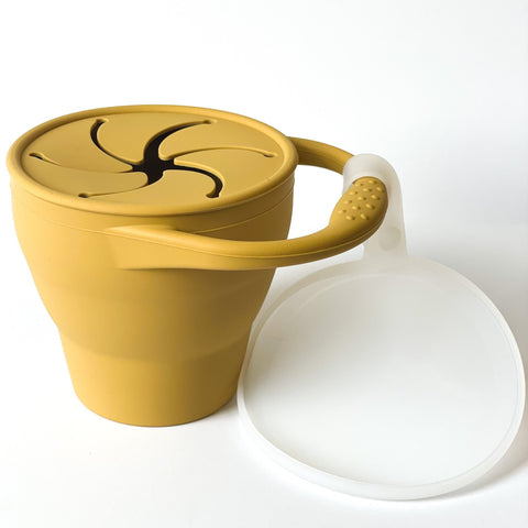 Collapsible Snack Cup with Button Lid (Mustard)